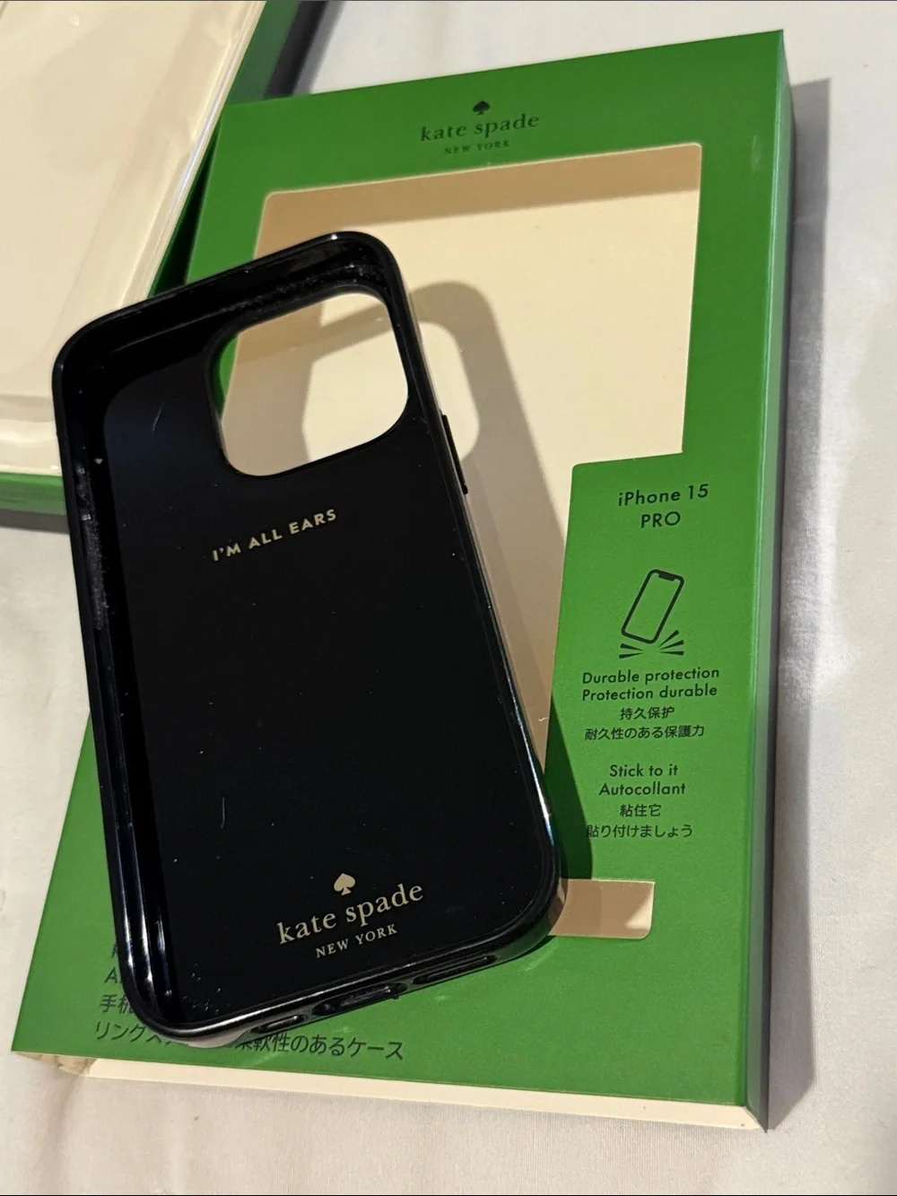 Kate Spade iPhone 15 Pro Spade Flower Ring Stand Case Black Multi KG723